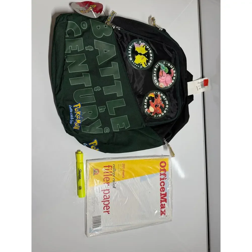 New NOS vintage NWT green pokermon backpack pikachu charmelon bulbasaur gotta
